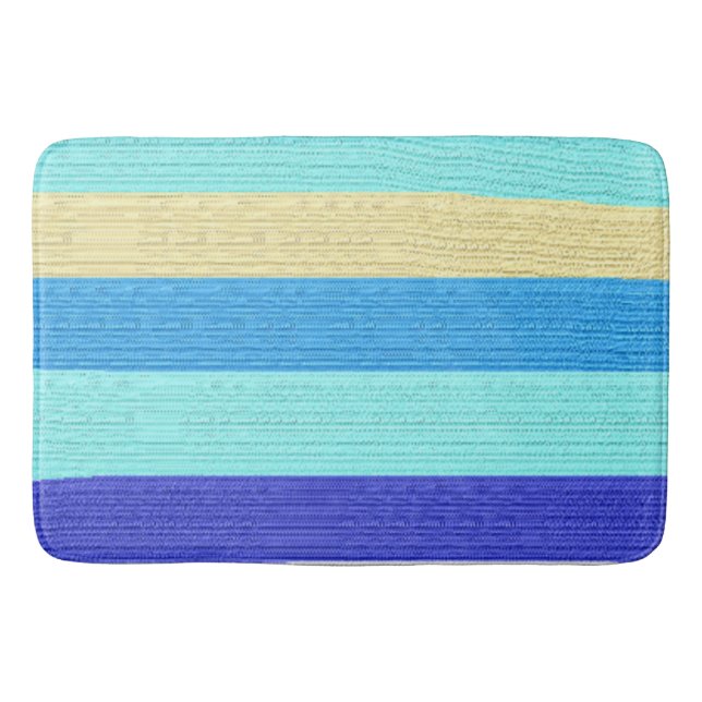 Blue Stripes Brushstrokes  Bath Mat (Front)