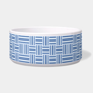 blue stripes cat food bowl