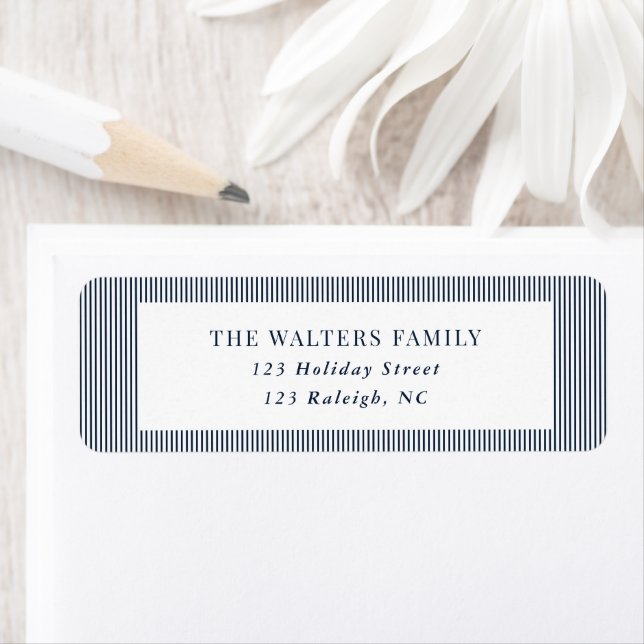 Blue Stripes Christmas Pattern  Return Address (Insitu)