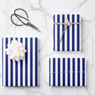 Blue stripes classic navy modern fresh wrapping paper sheet