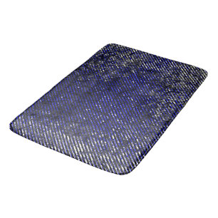 Blue stripes damaged in their colours and shapes bath mat