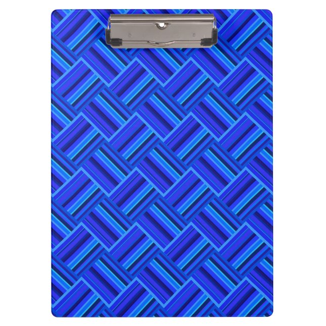 Blue stripes diagonal weave pattern clipboard (Front)