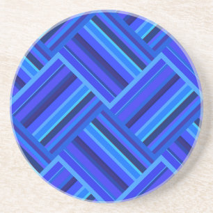 Blue stripes diagonal weave pattern coaster
