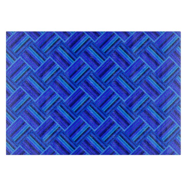 Blue stripes diagonal weave pattern cutting board (Front)