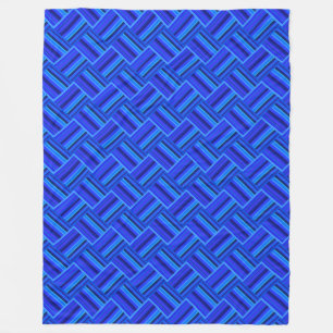Blue stripes diagonal weave pattern fleece blanket