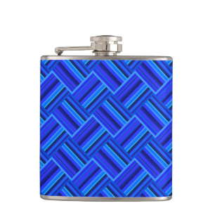 Blue stripes diagonal weave pattern hip flask