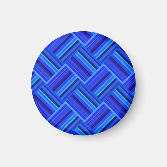 Blue stripes diagonal weave pattern magnet (Front)