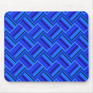 Blue stripes diagonal weave pattern mouse pad
