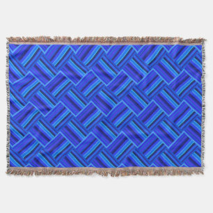 Blue stripes diagonal weave pattern throw blanket