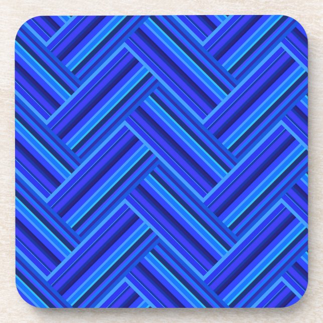 Blue stripes double weave pattern coaster (Front)