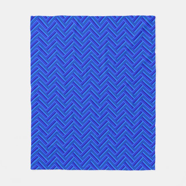 Blue stripes double weave pattern fleece blanket (Front)