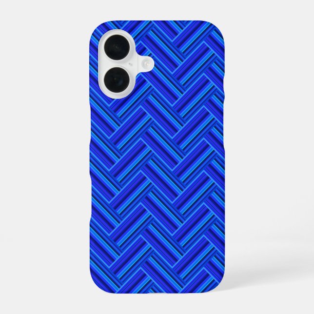 Blue stripes double weave pattern iPhone 16 case (Back)