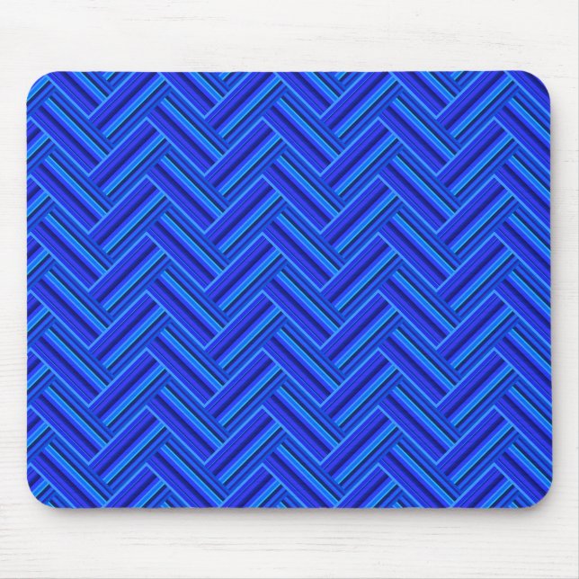 Blue stripes double weave pattern mouse pad (Front)