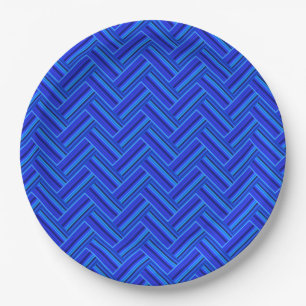 Blue stripes double weave pattern paper plate
