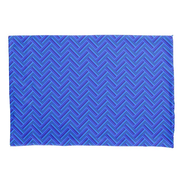 Blue stripes double weave pattern pillowcase (Front)