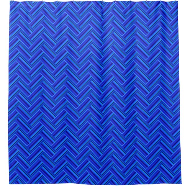 Blue stripes double weave pattern shower curtain (Front)