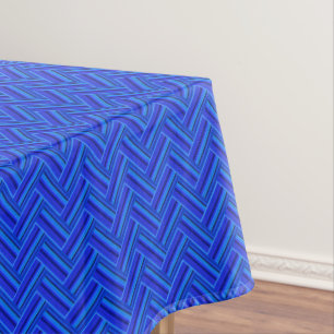 Blue stripes double weave pattern tablecloth