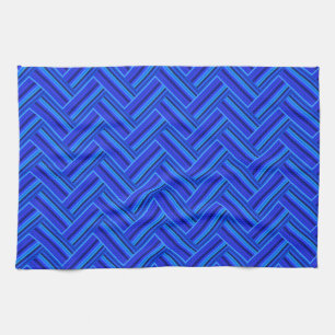 Blue stripes double weave pattern tea towel