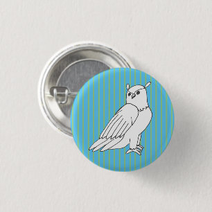 Blue Stripes Eagle Owl 3 Cm Round Badge