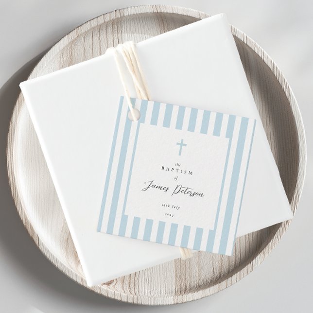 Blue Stripes Elegant Baptism Favour Tags (Creator Uploaded)