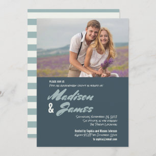 Blue Stripes   Engagement Party Invitations