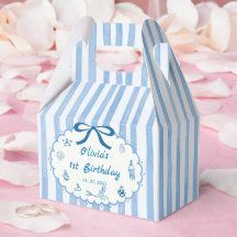 Blue Stripes Hand Drawn Summer Birthday Favour Box