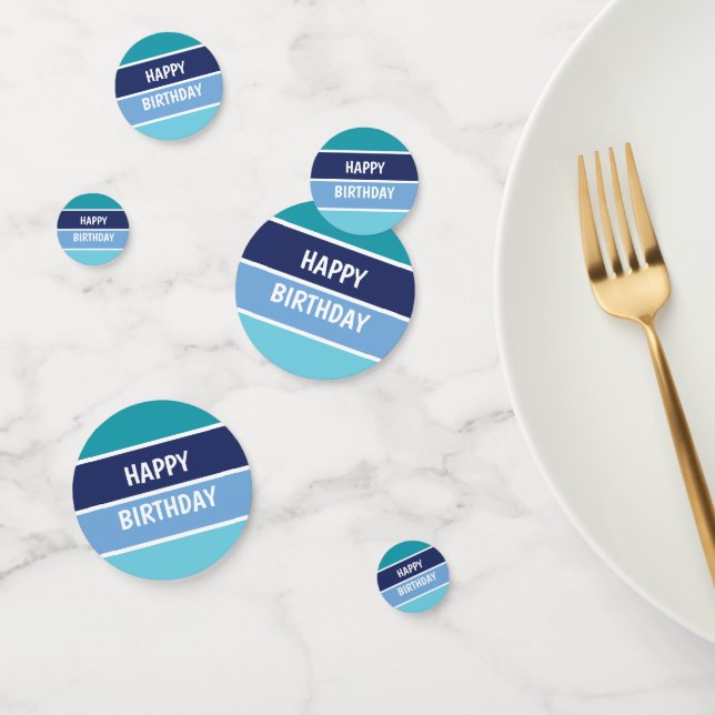 Blue Stripes Happy Birthday Confetti (Group)