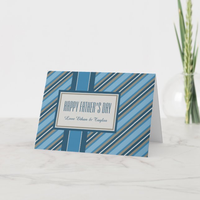 Blue Stripes Happy Father's Day Card (Front)
