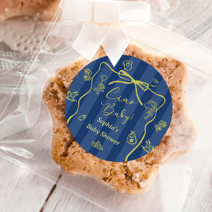 Blue Stripes Italian Themed Ciao Baby  Classic Round Sticker