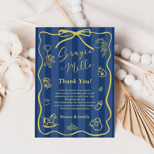 Blue Stripes Italian Themed Ciao Baby Shower Invitation (Creator Uploaded)