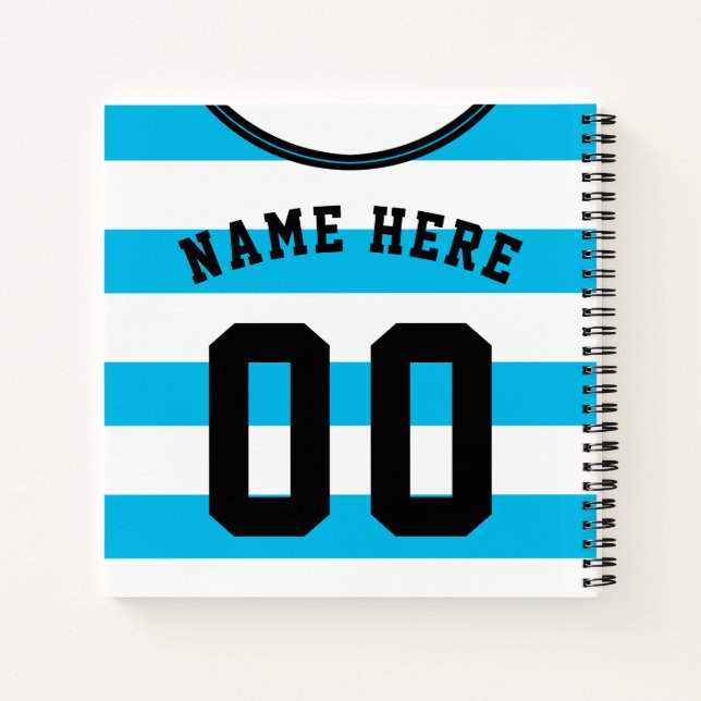 Blue Stripes Jersey Template Notebook Soccer Footy (Back)