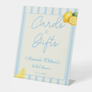 Blue Stripes Lemon  Gifts & Cards Bridal Shower Pedestal Sign
