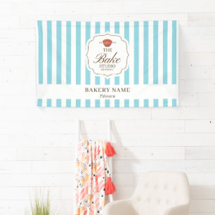 Blue Stripes Logo Wall Pop Up Shop Vendor Event Banner