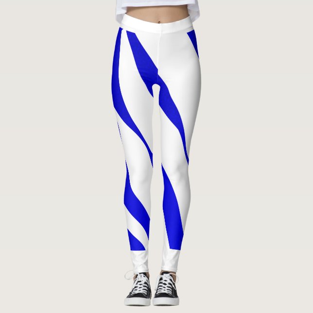 Blue Stripes on White Legging (Front)