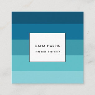 Blue stripes palette square business card