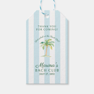 Blue Stripes Palm Beach Bach Club Bridal Thank You Gift Tags