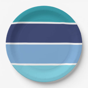 Blue stripes paper plate