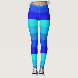 Blue Stripes Pattern Leggings
