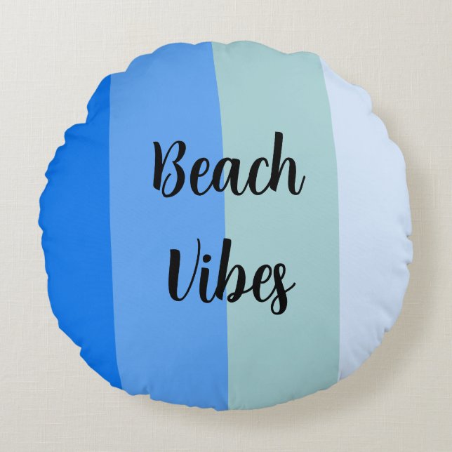Blue Stripes Pattern Round Cushion (Front)