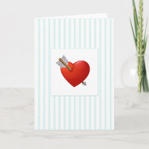 Blue Stripes - Pierced Valentine Heart Holiday Card