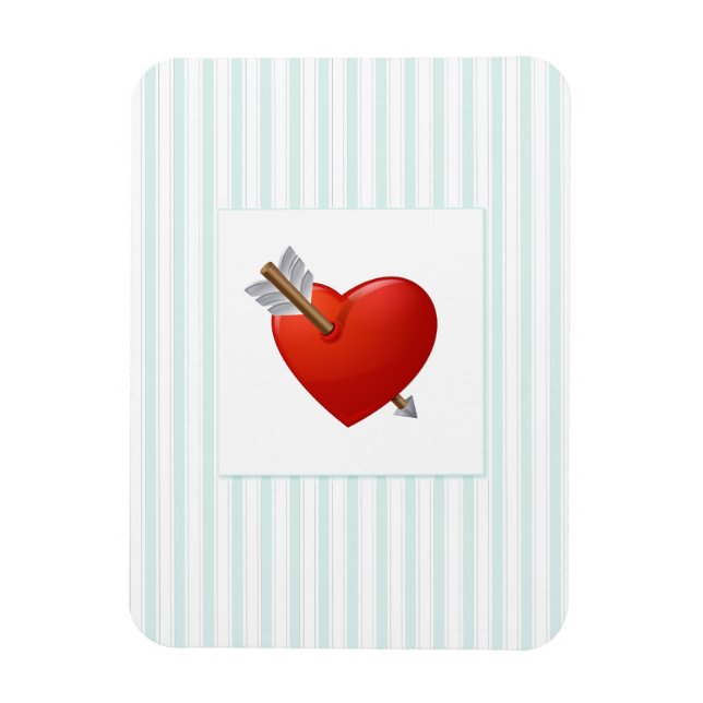 Blue Stripes - Pierced Valentine Heart Magnet (Vertical)