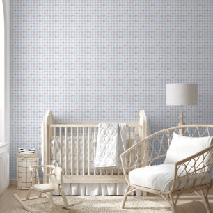 Blue Stripes Pink Hearts Wallpaper