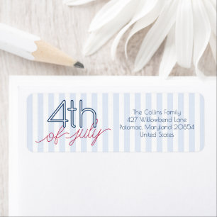 Blue Stripes Red Script 4th of July Summer Party