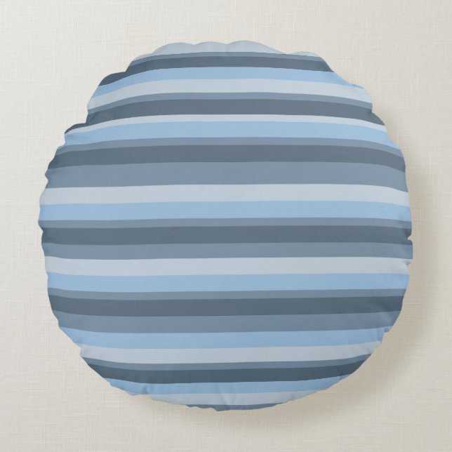 Blue stripes round cushion (Front)