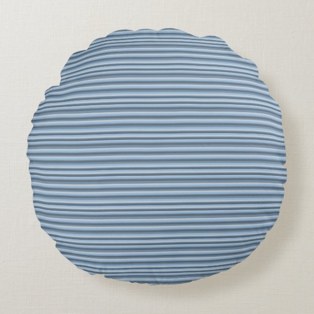 Blue stripes round cushion (Front)