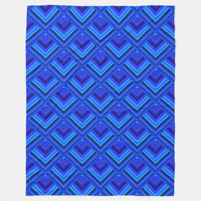Blue stripes scale pattern fleece blanket (Front)