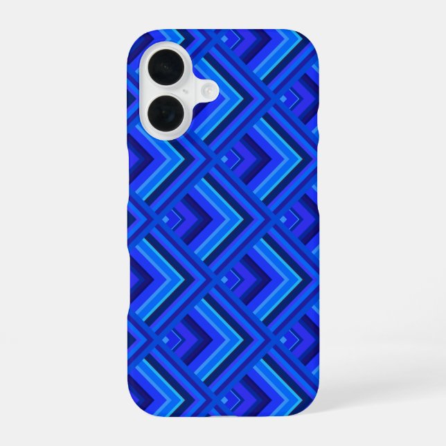 Blue stripes scale pattern iPhone 16 case (Back)