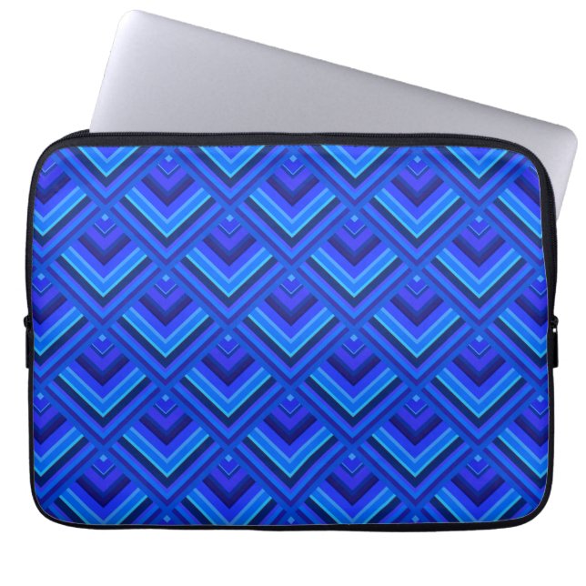 Blue stripes scale pattern laptop sleeve (Front)