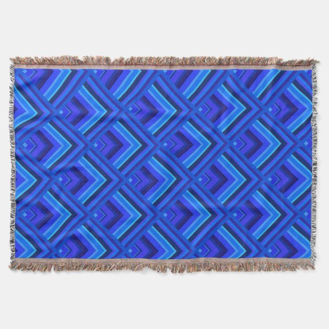 Blue stripes scale pattern throw blanket (Front)