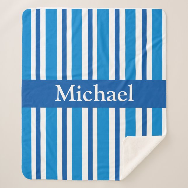 BLUE STRIPES SHERPA BLANKET (Front)
